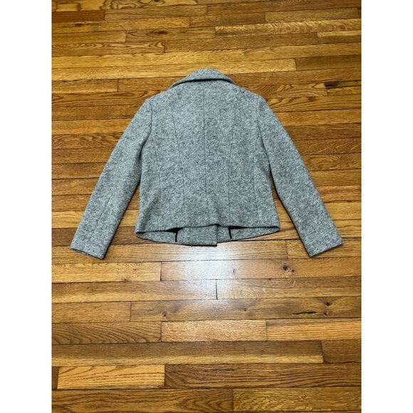Ann Taylor Womens Boiled Wool Coat Size MP Petite Medium Gray Zip Up Pockets - Picture 8 of 8